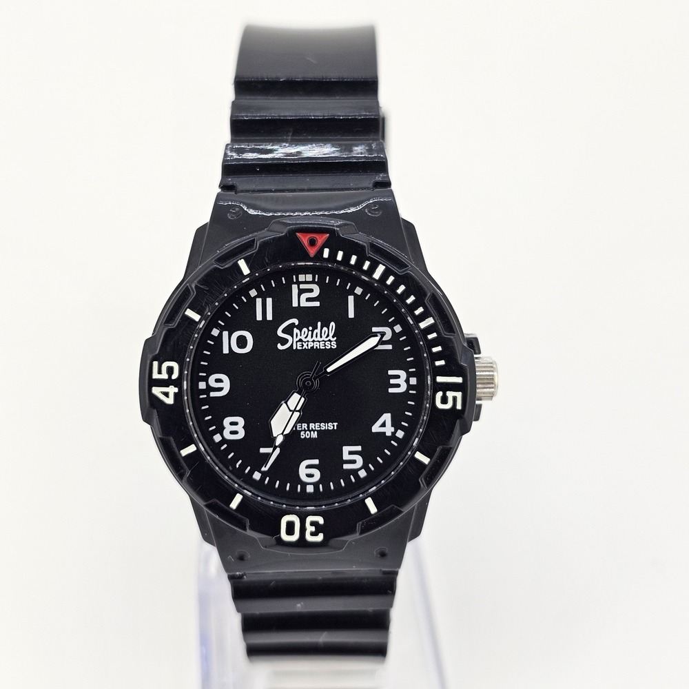 Speidel Women's Analog Watch 32MM Black‎ Dial Black Plastic Bands New Battery